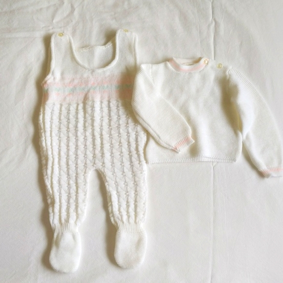 vintage Hudson's Bay acrylic knit matching sweater set 6-9 months baby girl - Picture 7 of 10